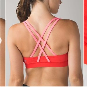 Lululemon Energy Bra, Alarming Grapefruit, size 6